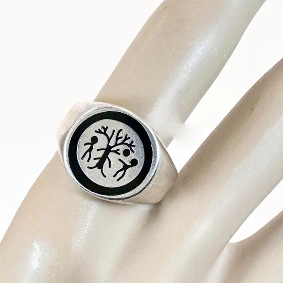 Adam & Eve Ring Sterling Silver Garden of EdenApple Mexico Vintage